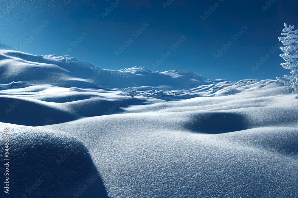 抽象的冬季景观场景背景。超现实场景。三维渲染。