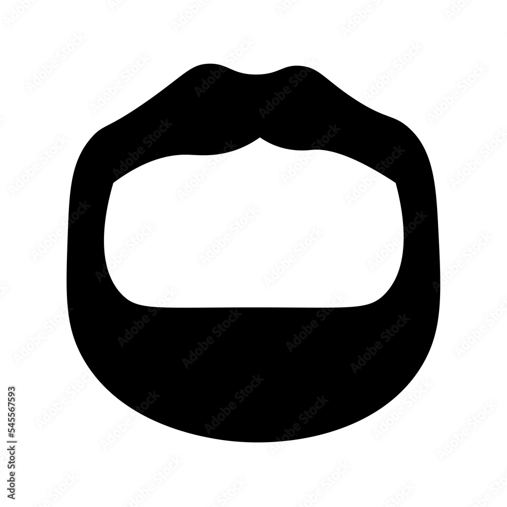 Black mustache and beard on white background