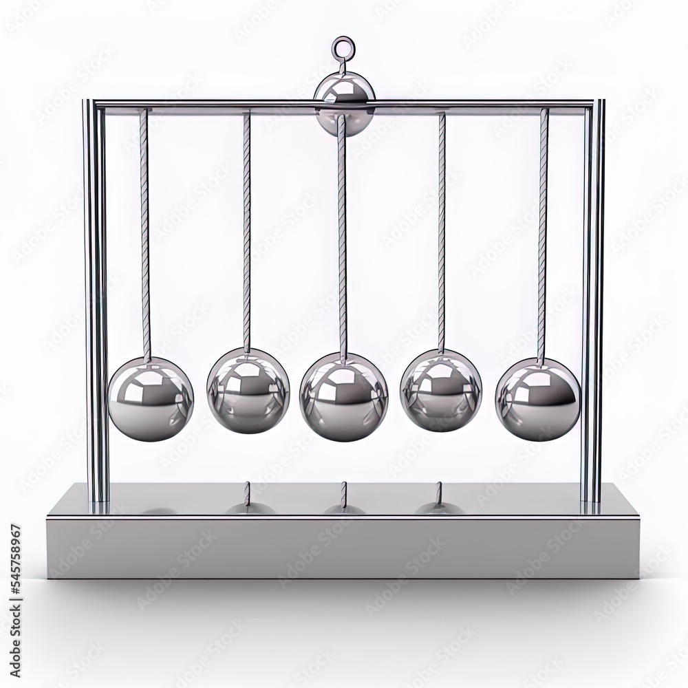 Shiny Newton Cradle mock up template isolated on white background, 3d illustration