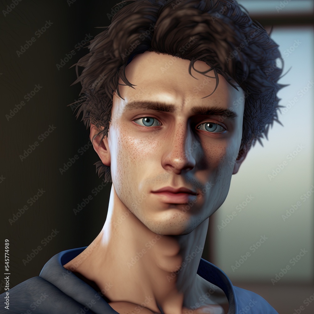 3D CG rendering of a young man