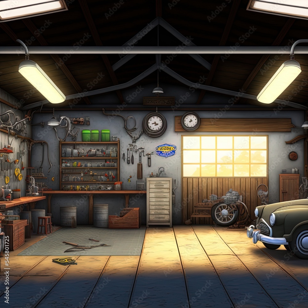 garage interior; 3d illustration