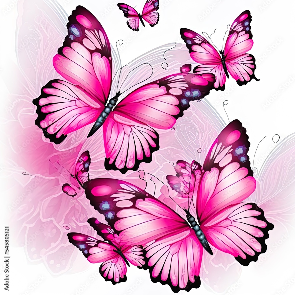 beautiful pink butterflies,isolated on a white