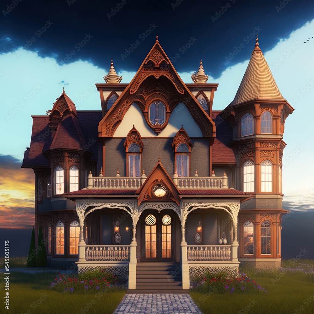 house traditional architecture 3d illustration