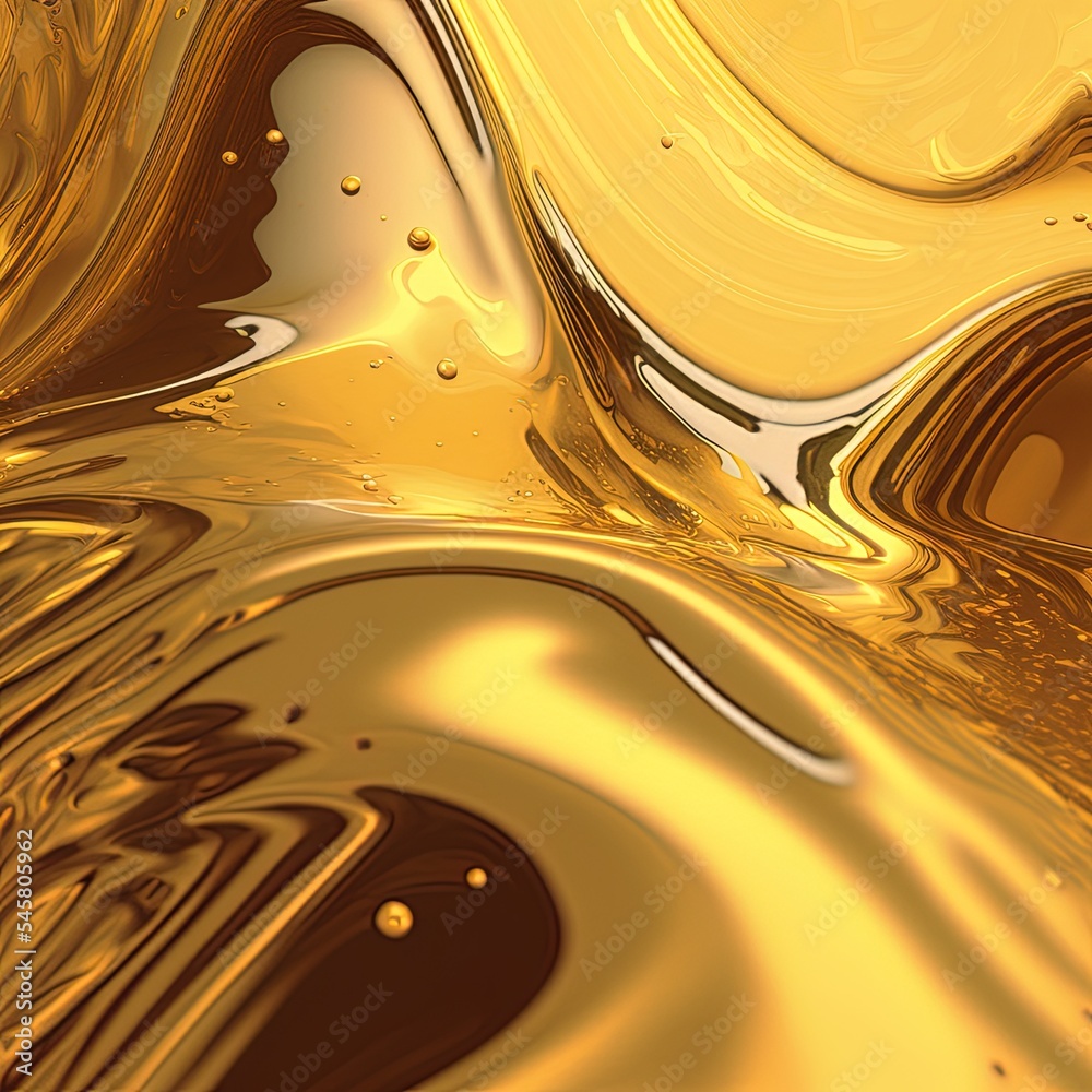 Golden beautiful fluid spash background. 3d rendering