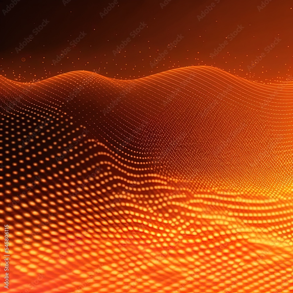 Dot orange wave light screen gradient texture background. Abstract technology big data digital backg