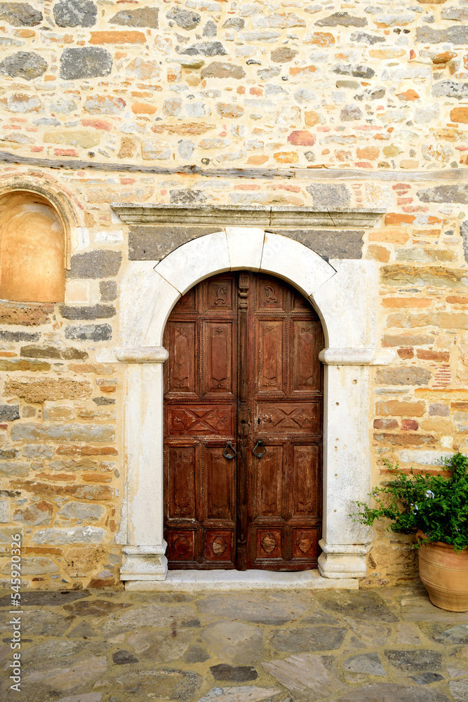 old wooden door in a wall