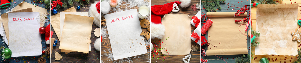 Set of blank letters to Santa Claus on table