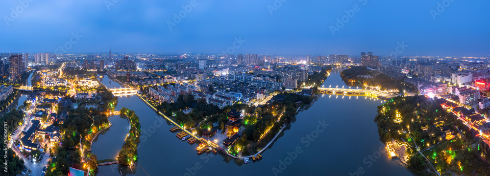 台州城市夜景大幅面航拍