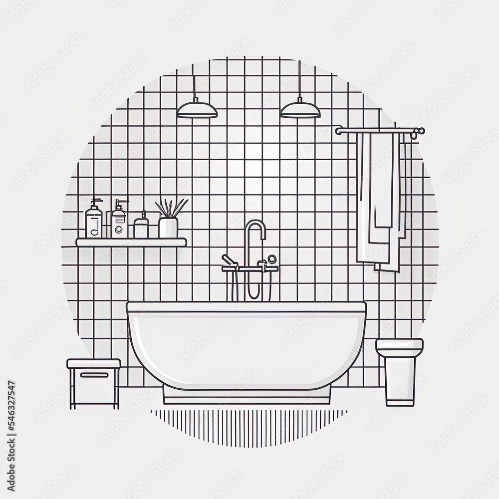 图标浴室2r插图线条艺术