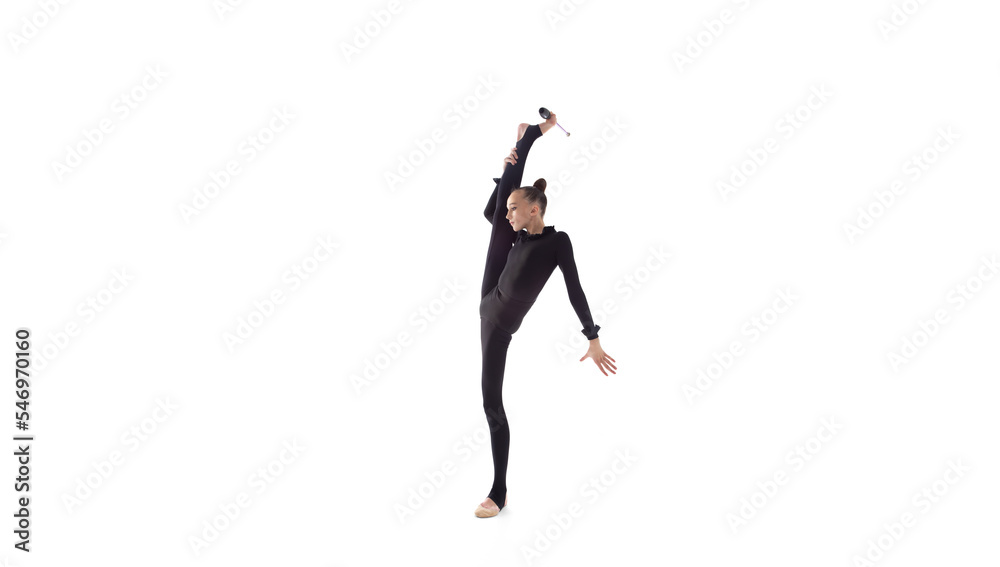 Rhythmic gymnast isolated on white