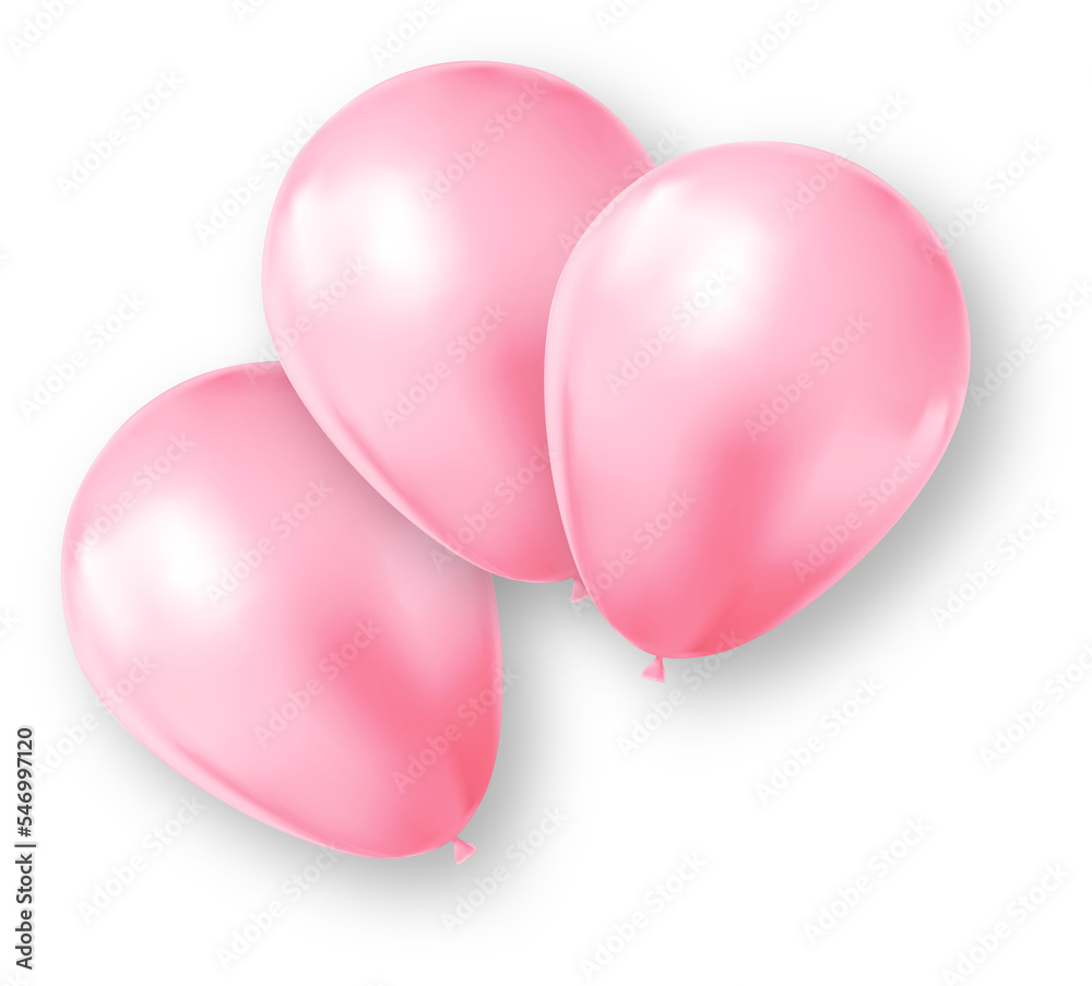 Pink Realistic Balloons with Shadow