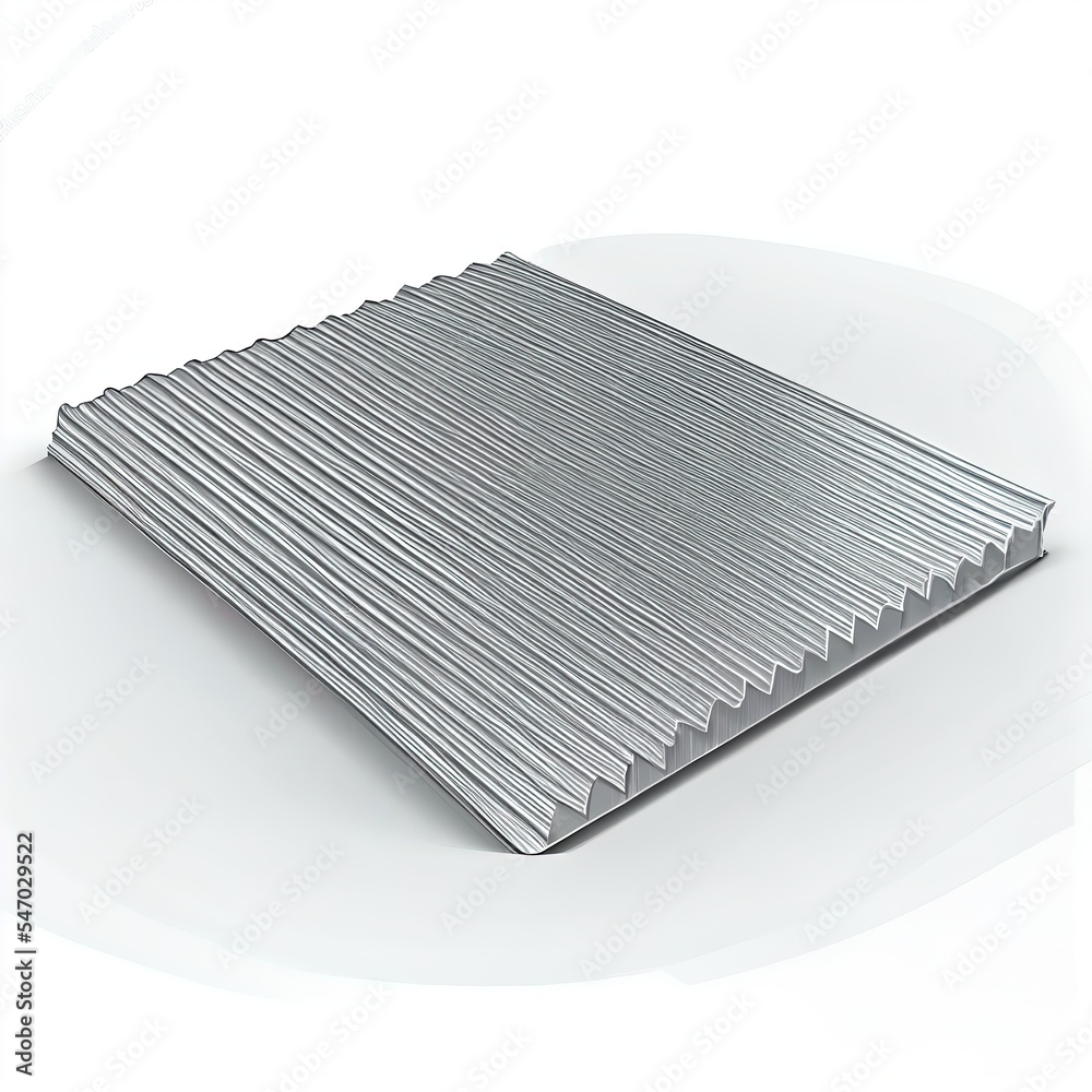 Corrugated metal sheet. 3d illustration isolated on white background