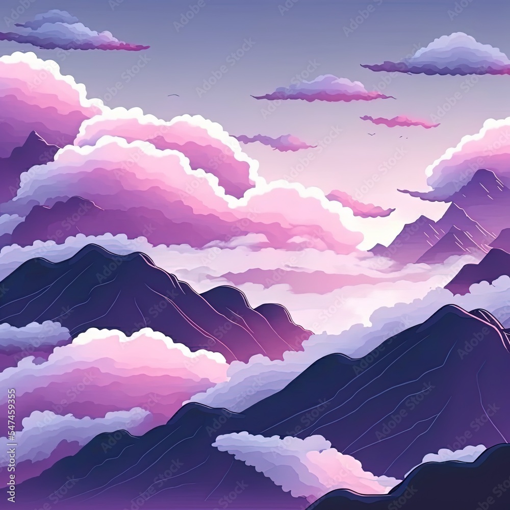 beautiful gradation cloudy mountain scenery natural background illustration