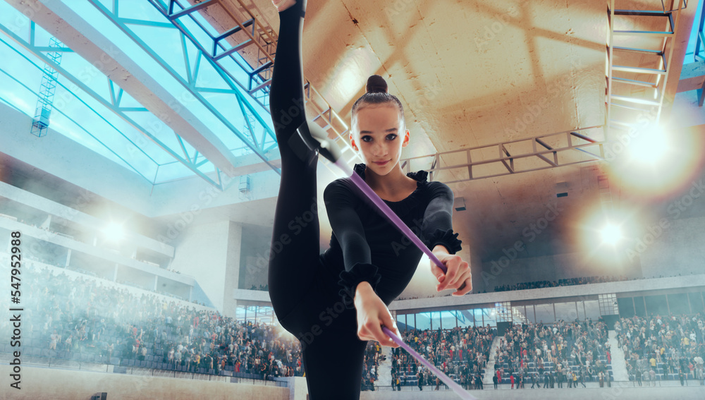 Rhythmic gymnast in professional arena