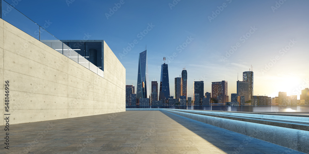 Modern building and beautiful cityscape background