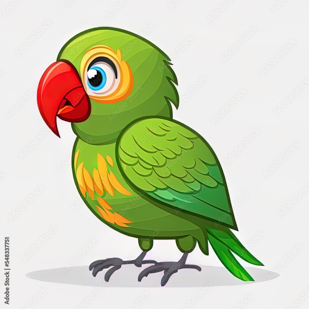 Cute parrot on white background