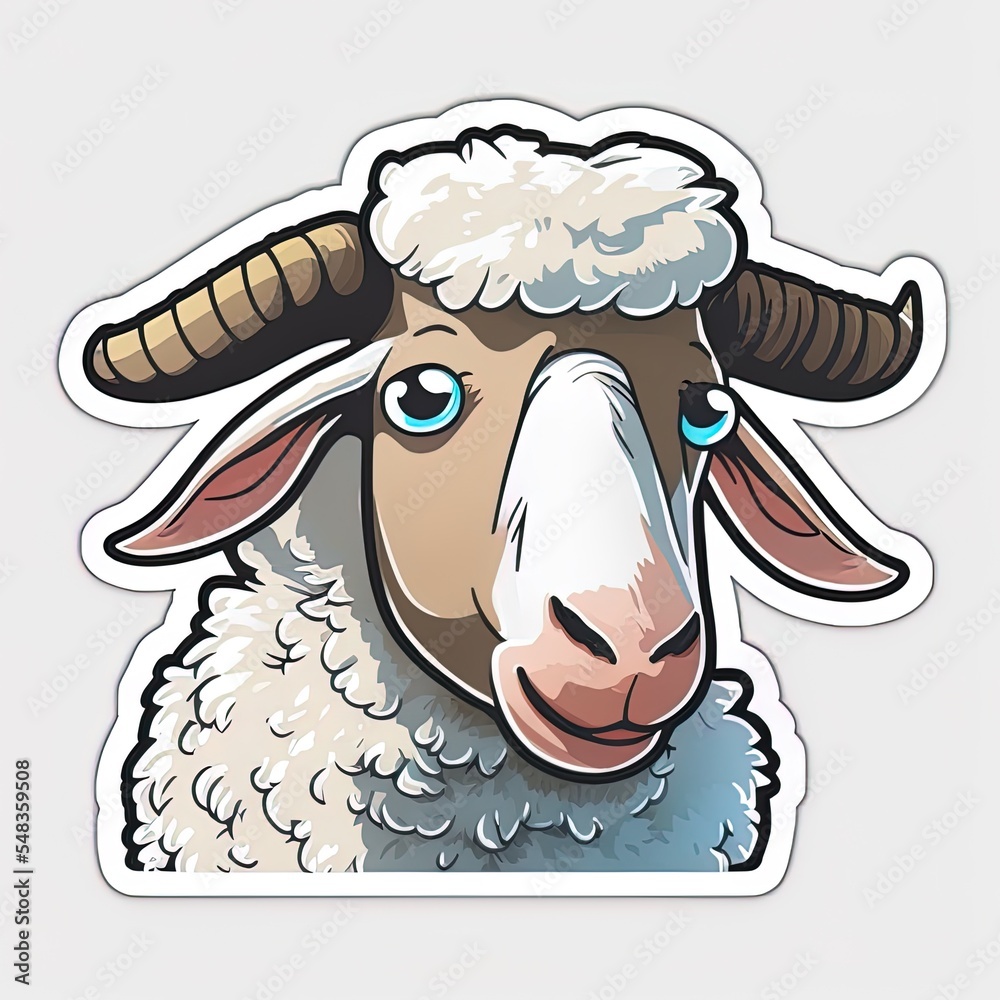 A sheep farm animal cartoon sticker