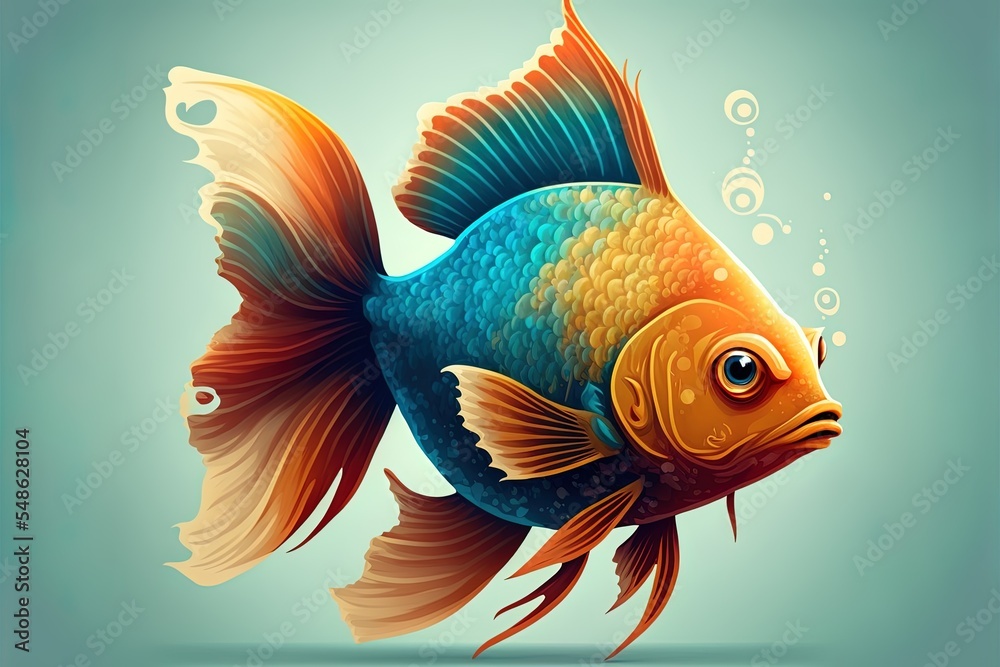 Fish Icon Cartoon Style