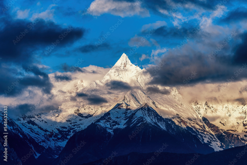 Meri snow mountain landscape in Deqen prefecture Yunnan province, China.