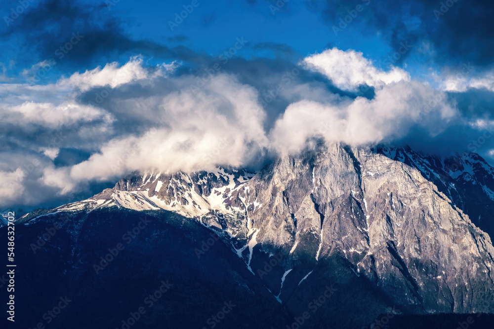 Meri snow mountain landscape in Deqen prefecture Yunnan province, China.