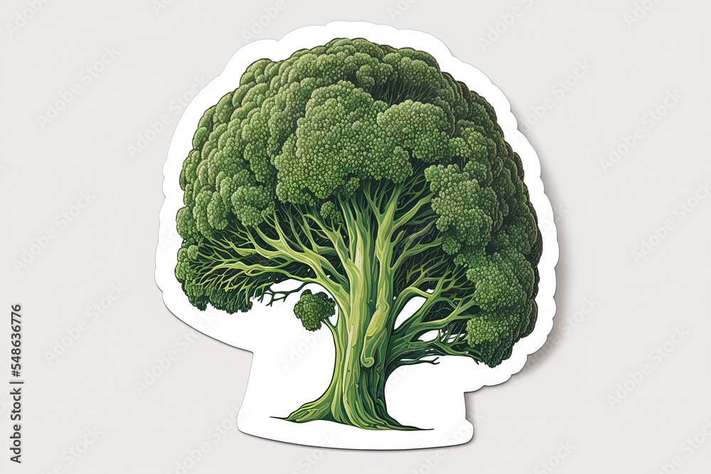 Broccoli Sticker On White Background