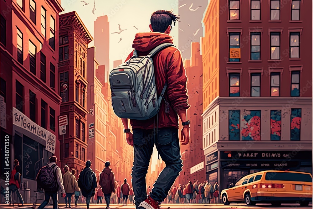 Walk In The City Concept Illustration