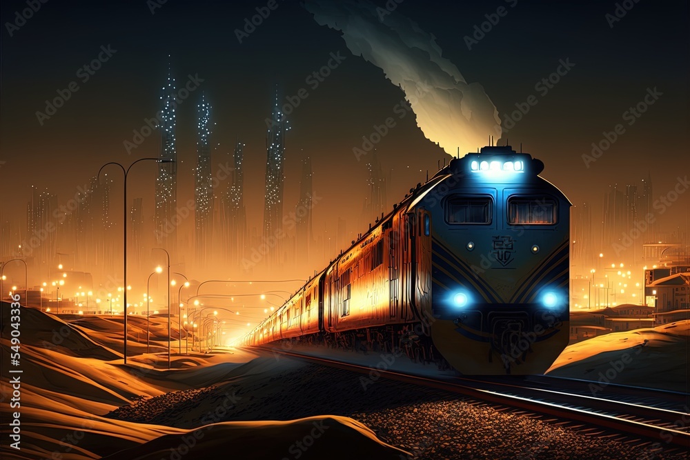 Train By Night In Dubai