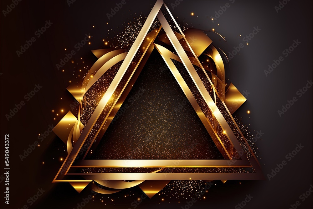 Triangle Frame With Golden Ribbon Elements And Glitter Light Effect Decoration Luxury Background