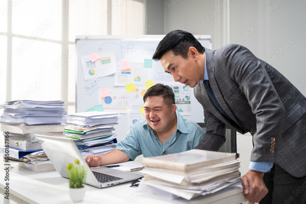 Asian young businessman patient work with manager in office workplace.