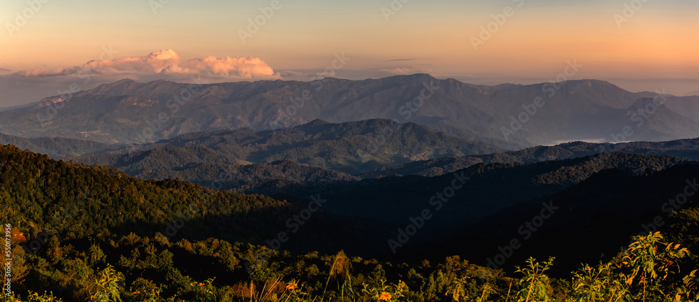 Thai female tourist Travel to Nan province in cafes and on the mountain where there is a coffee plan