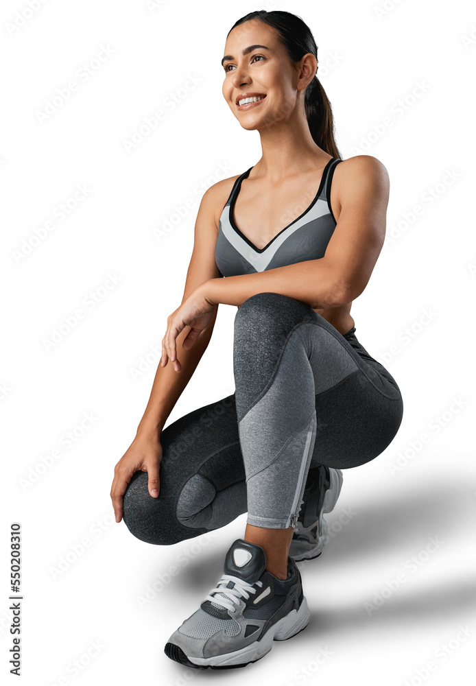 Studio shot of a sporty young woman posing isolated on a transparent png background