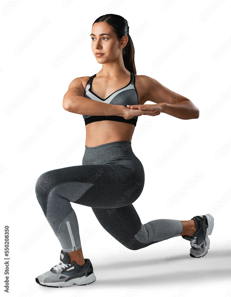 Studio shot of a sporty young woman exercising isolated on a transparent png background