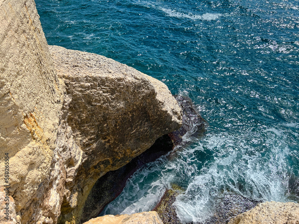 Picturesque view of sea water from cliff