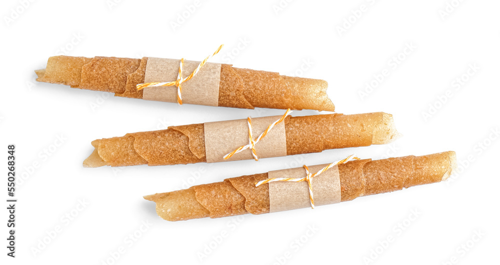 Tasty apple pastilles isolated on white background