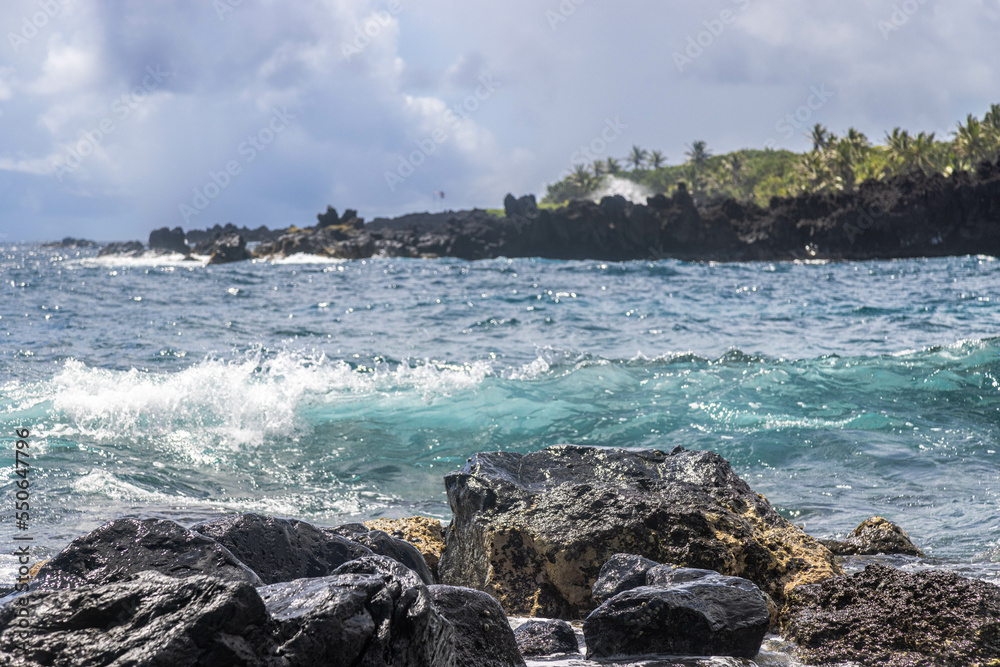 rocks and waves