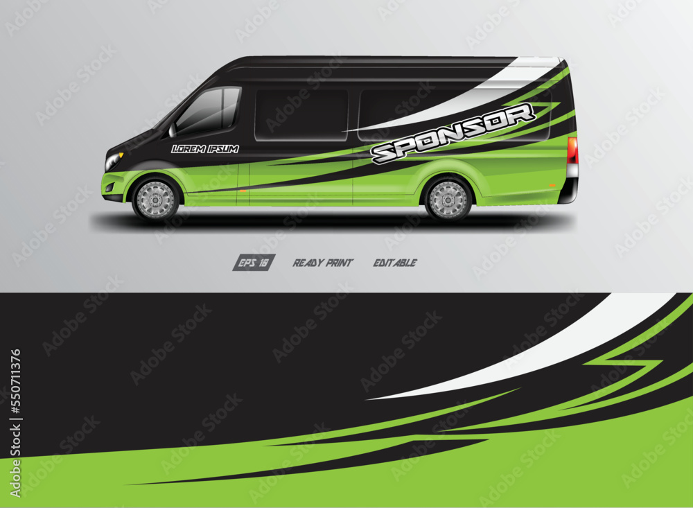 Car wrap design  vector, livery background for van