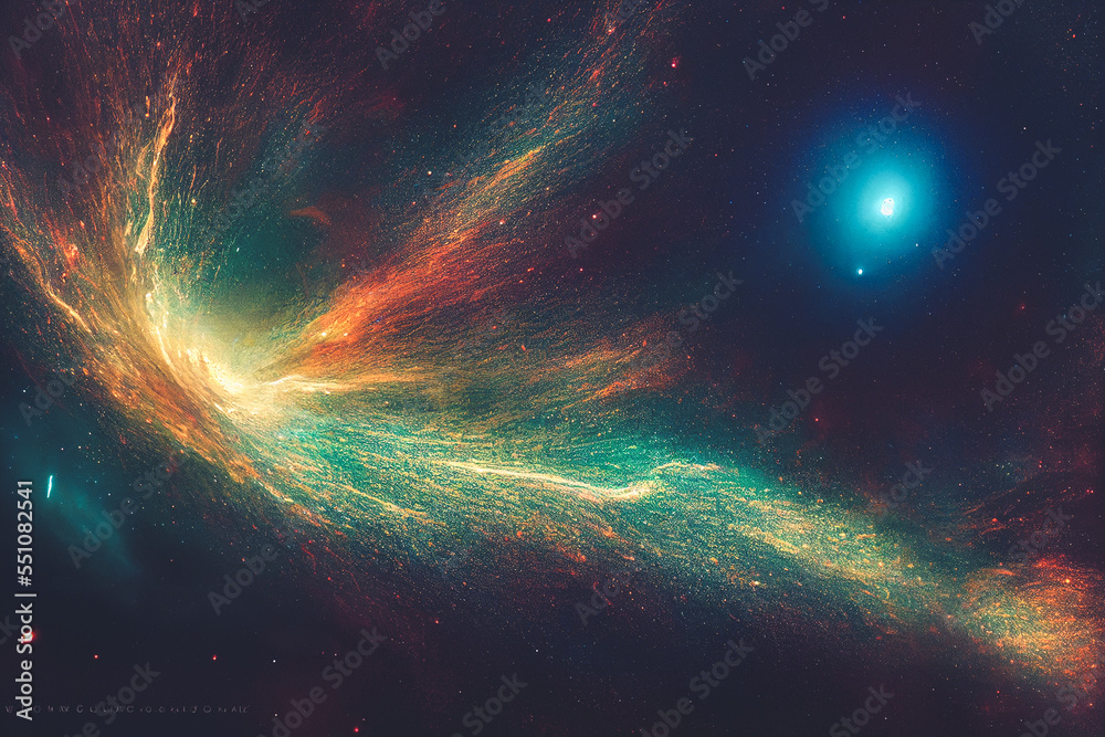 Splendid scenic outer space vibrant color starry galaxy universe in bizarre and fantasy cosmical lig