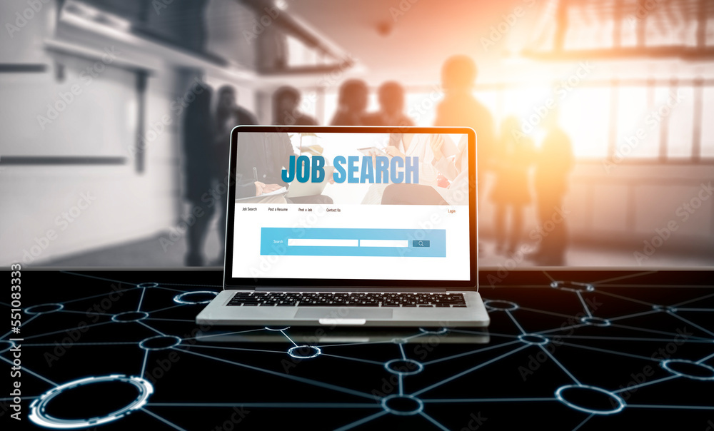 Online job search on modish website for worker to search for job opportunities on the recruitment in