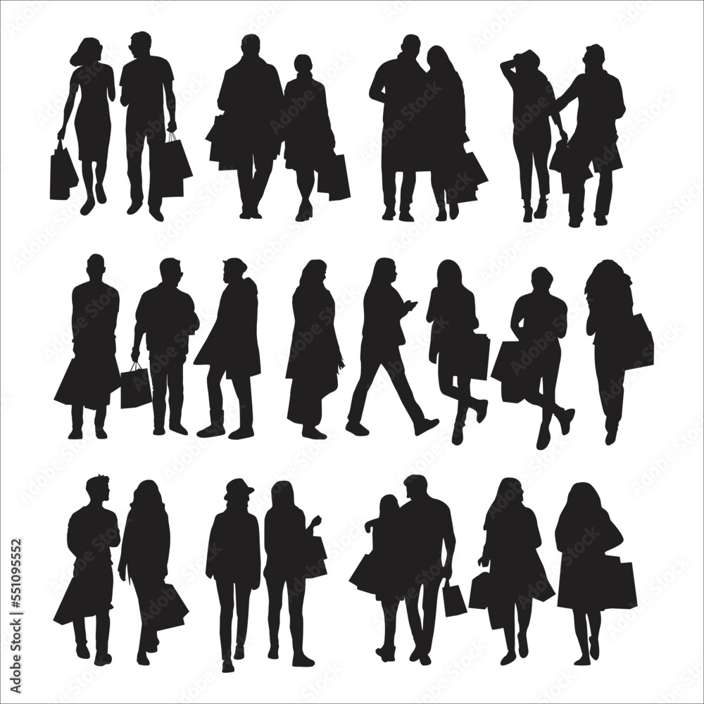 silhouette people on white background , Vector	