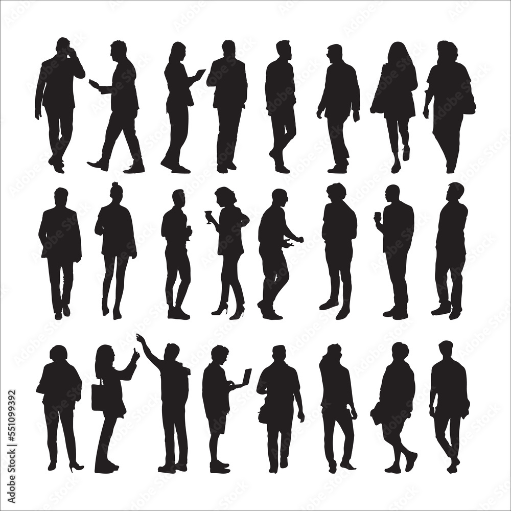 silhouette people on white background , Vector	