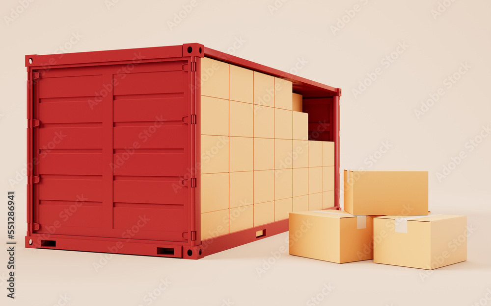 Packaging box and container, 3d rendering.