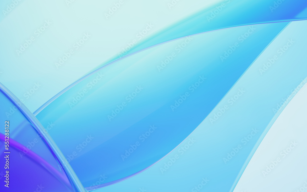 Gradient transparent curve glass, 3d rendering.