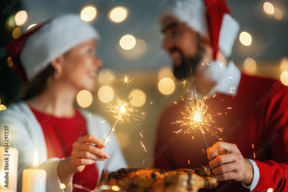 couple having Christmas dinner