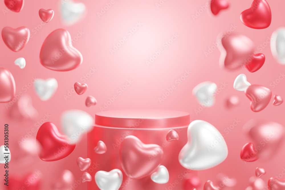 Valentine heart shape background, 3d rendering