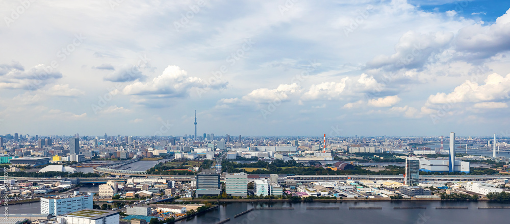 日本东京都港区台场港鸟瞰图