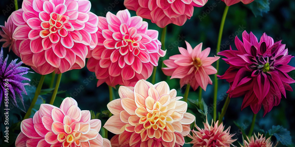 Dahlia flower banquet beautiful spectacular flower arrangement for background of wedding dinner love