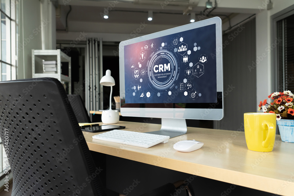 Customer relationship management system on modish computer for CRM business and enterprise