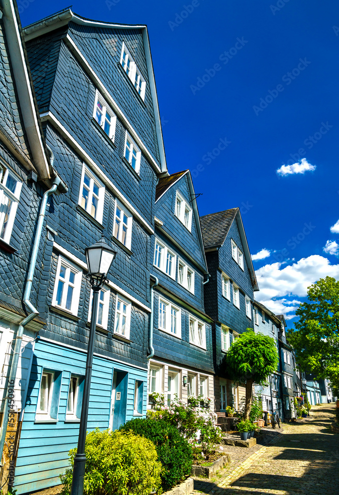 Traditional German slate houses in Siegen - North Rhine-Westphalia, Germany