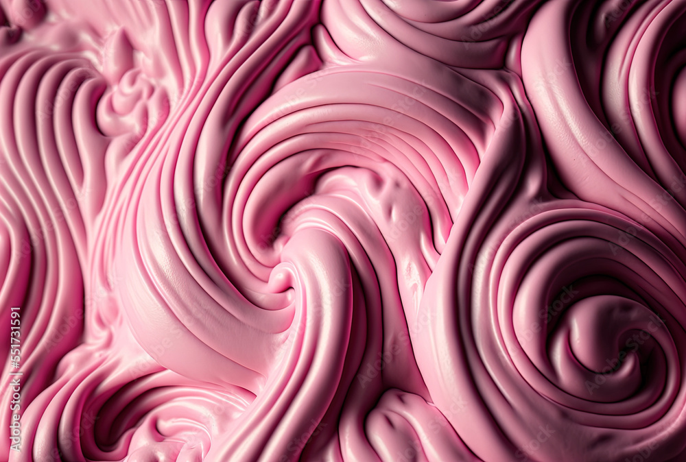 close up of a pink icing backdrop texture. Generative AI