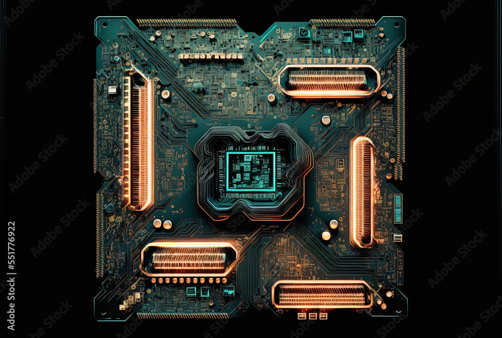 Central processing units (CPUs) of computers technology backdrop motherboard digital chip illustrati